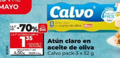 Oferta de Calvo - Atun Claro En Aceite De Oliva por 4,5€ en Dia