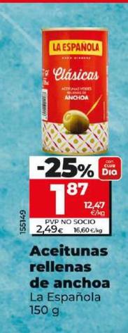 Oferta de La Española - Aceitunas Rellenas De Anchoa por 1,87€ en Dia