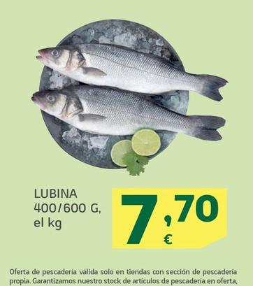 Oferta de Lubina 400/600 por 7,7€ en HiperDino