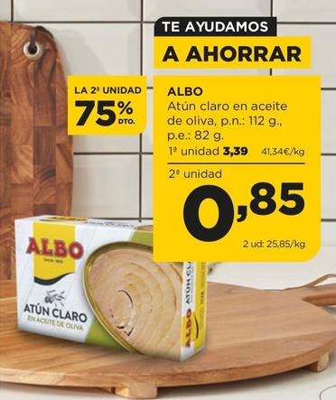 Oferta de Albo - Atún Claro En Aceite De Oliva por 3,39€ en Alimerka