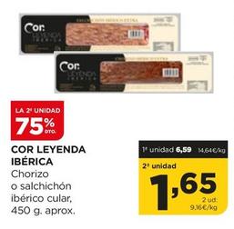 Oferta de Cor Leyenda Ibérica - Chorizo por 6,59€ en Alimerka