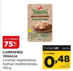 Oferta de Campofrío - Lonchas Vegetarianas Hierbas Mediterraneas por 1,91€ en Alimerka