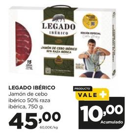 Oferta de Legado Ibérico - Jamón De Cebo Ibérico 50% Raza Ibérica por 45€ en Alimerka