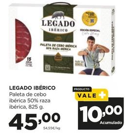 Oferta de Legado Ibérico - Paleta De Cebo Ibérica 50% Raza Ibérica por 45€ en Alimerka