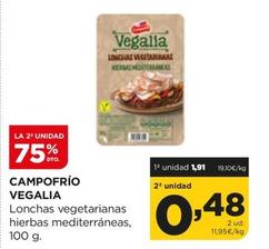 Oferta de Campofrío - Lonchas Vegetarianas Hierbas Mediterraneas por 1,91€ en Alimerka