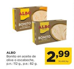 Oferta de Albo - Bonito En Aceite De Oliva O Escabeche por 2,99€ en Alimerka