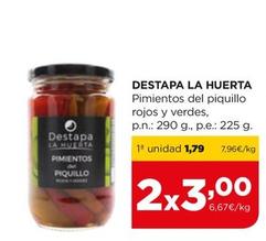 Oferta de Destapa La Huerta - Pimientos Del Piquillo Rojos Y Verdes por 1,79€ en Alimerka