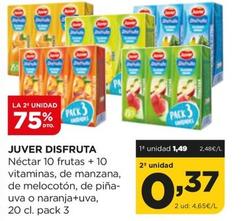 Oferta de Juver - Néctar 10 Frutas + 10 Vitaminas, De Manzana, De Melocotón, De Piña- Uva O Naranja+uva por 1,49€ en Alimerka