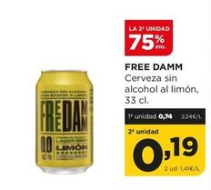 Oferta de Free Damm - Cerveza Sin Alcohol Al Limón por 0,74€ en Alimerka