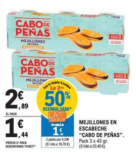 Oferta de Cabo De Peñas - Mejillones En Escabeche por 2,89€ en Druni
