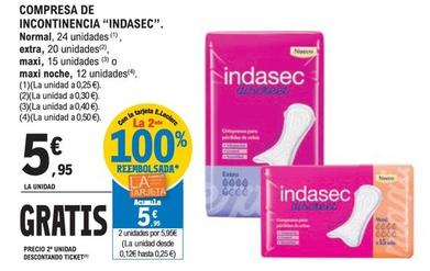Oferta de Indasec - Compresa De Incontinencia por 5,95€ en Druni