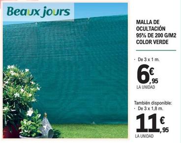 Oferta de Beaux Jours - Malla De Ocultacion 95% De 200 G/M2 Color Verde por 6,95€ en McDonald's