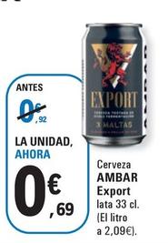 Oferta de Ambar - Cerveza Export por 0,69€ en E.Leclerc
