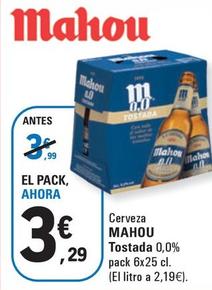 Oferta de Mahou - Cerveza Tostada por 3,29€ en E.Leclerc