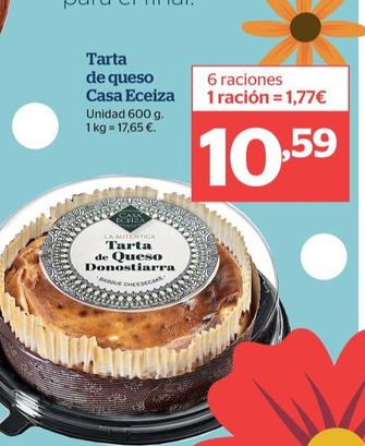 Oferta de Casa Eceiza - Tarta De Queso por 10,59€ en La Sirena