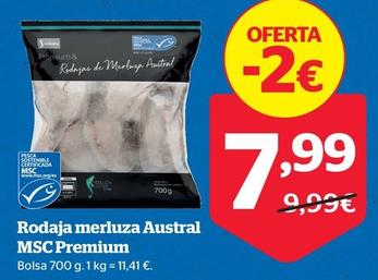 Oferta de Rodaja Merluza Austral Msc Premium por 7,99€ en La Sirena
