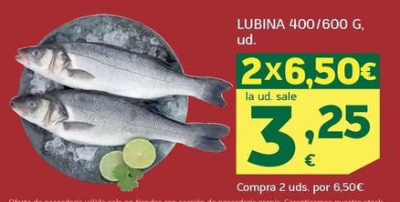Oferta de Lubina 400/600 G por 3,25€ en HiperDino