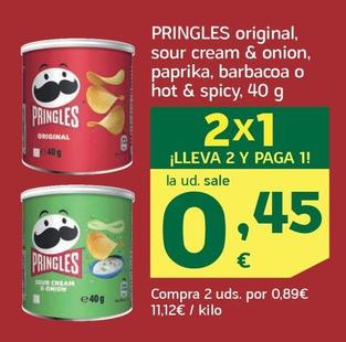 Oferta de Pringles - Original , Sour Cream & Onion Paprika , Barbacoa O Hot & Spicy por 0,89€ en HiperDino
