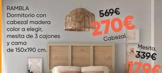 Oferta de Rambla Dormitorio Con Cabezal Madera Color A Elegir por 270€ en Hipermueble