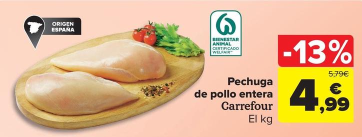 Oferta de Pechuga de pollo por 4,99€ en Carrefour Market