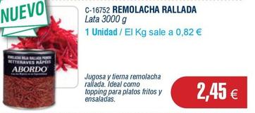 Oferta de Remolacha rallada por 2,45€ en Abordo