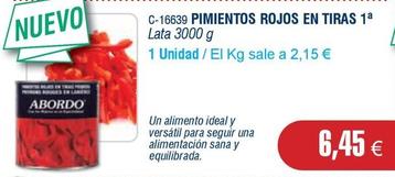 Oferta de Pimientos rojos por 6,45€ en Abordo