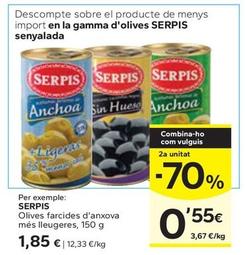Oferta de Serpis - Olives Farcides D'anxova Més Lleugeres por 1,85€ en Caprabo