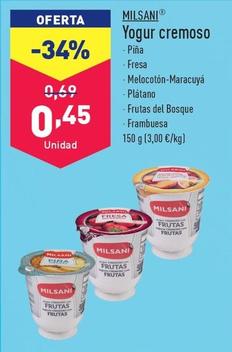 Oferta de Milsani - Yogur Cremoso por 0,45€ en ALDI