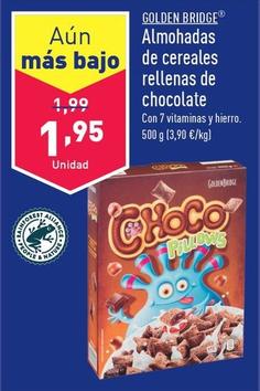 Oferta de Golden Bridge - Almohadas De Cereales Rellenas De Chocolate por 1,95€ en ALDI