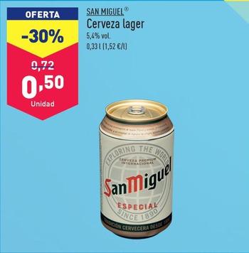 Oferta de San Miguel - Cerveza Lager por 0,5€ en ALDI