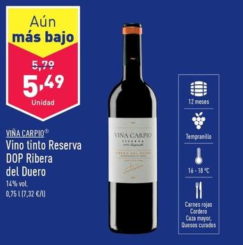 Oferta de Viña Carpio - Vino Tinto Reserva Dop Ribera Del Duero por 5,49€ en ALDI