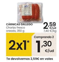 Oferta de Cárnicas Gallego - Chorizo Fresco Oreado por 2,59€ en Eroski