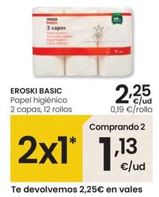 Oferta de Eroski Basic - Papel Higiénico por 2,25€ en Eroski