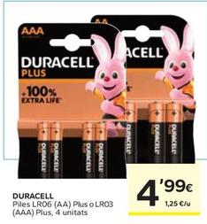 Oferta de Duracell - Piles Lr06 (AA) Plus O Lr03 (AAA) Plus por 4,99€ en Caprabo