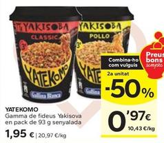 Oferta de Yatekomo - Gamma De Fideus Yakisova por 1,95€ en Caprabo