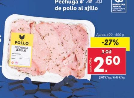 Oferta de Pechuga De Pollo Al Ajillo por 2,6€ en Lidl