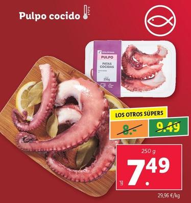 Oferta de Pulpo Cocido por 7,49€ en Lidl