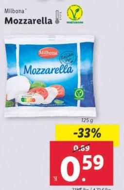 Oferta de Milbona - Mozzarella por 0,59€ en Lidl