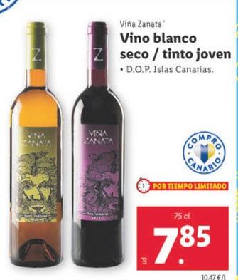 Oferta de Viña Zanata - Vino Blanco Seco/Tinto Joven por 7,85€ en Lidl