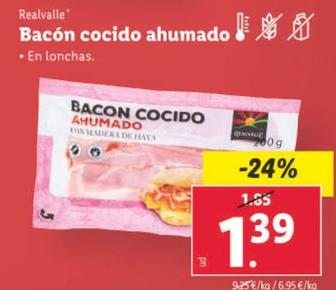 Oferta de Realvalle - Bacón Cocido Ahumado por 1,39€ en Lidl