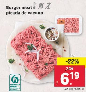 Oferta de Burger Meat Picada De Vacuno por 6,19€ en Lidl