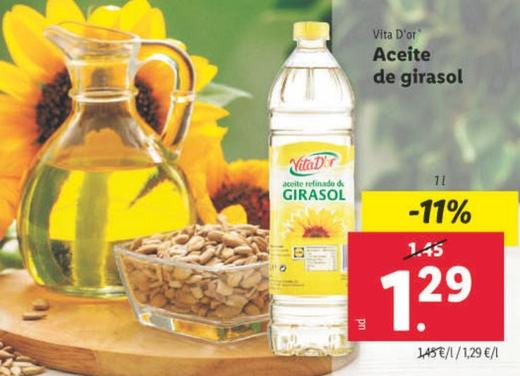 Oferta de Vita D'Or - Aceite De Girasol por 1,29€ en Lidl