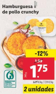 Oferta de Hamburguesa De Pollo Crunchy por 1,75€ en Lidl