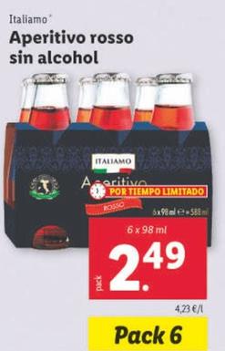 Oferta de Italiamo - Aperitivo Rosso Sin Alcohol por 2,49€ en Lidl