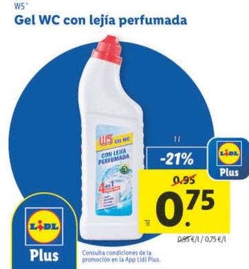 Oferta de W5 - Gel Wc Con Lejía Perfumada por 0,75€ en Lidl