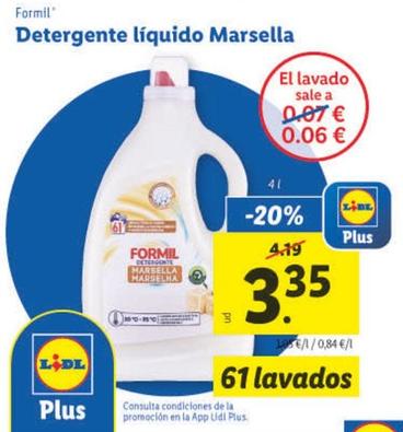 Oferta de Formil - Detergente Líquido Marsella por 3,35€ en Lidl