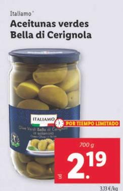 Oferta de Italiamo - Aceitunas Verdes Bella Di Cerignola por 2,19€ en Lidl