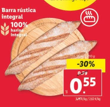 Oferta de Barra Rustica Integral por 0,55€ en Lidl