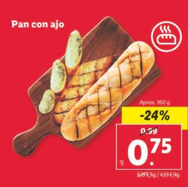 Oferta de Pan Con Ajo por 0,75€ en Lidl