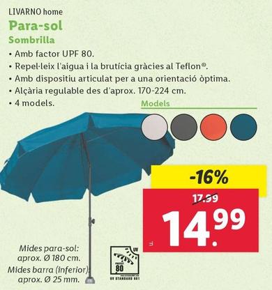 Oferta de Livarno Home - Sombrilla por 14,99€ en Lidl